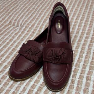 Quince Maroon Loafers with Ribbon Accent